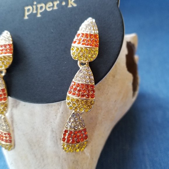 Super-Cute & Fun pair of Candy Corn Halloween Dangle Earrings by Piper • K - NWT - Picture 6 of 8